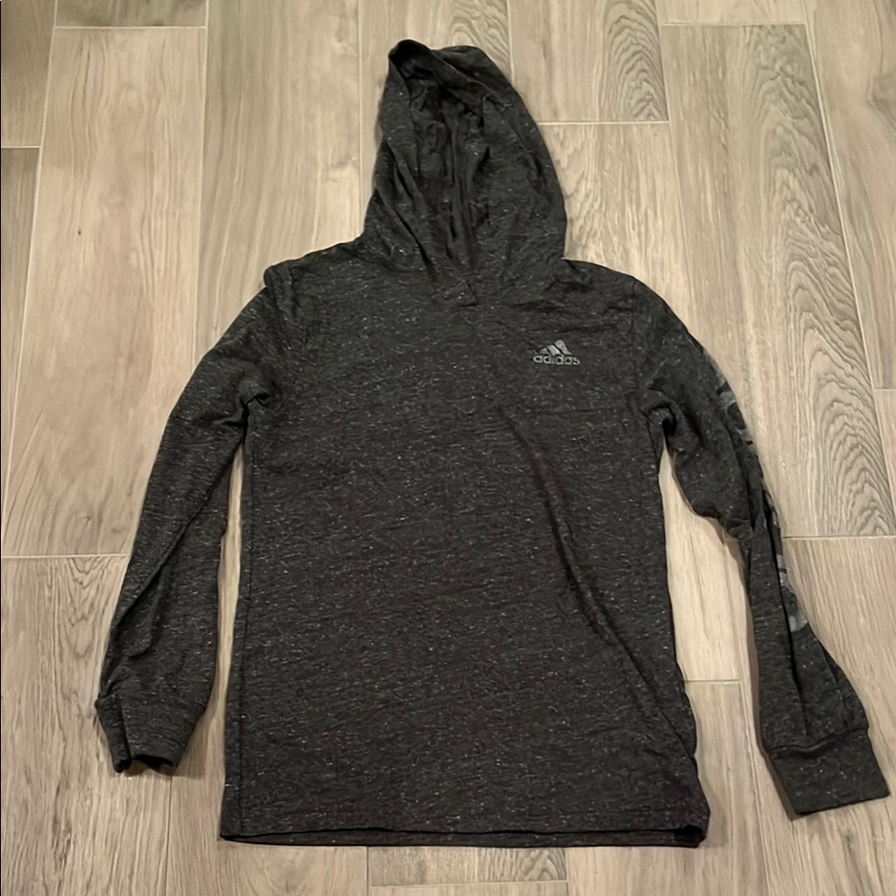 Adidas Boys Gray Long Sleeve Tee Hoodie Size: M